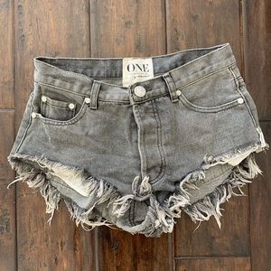 Grey denim shorts